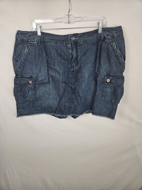 Lane Bryant Dark Wash Denim Cargo Mini Skirt